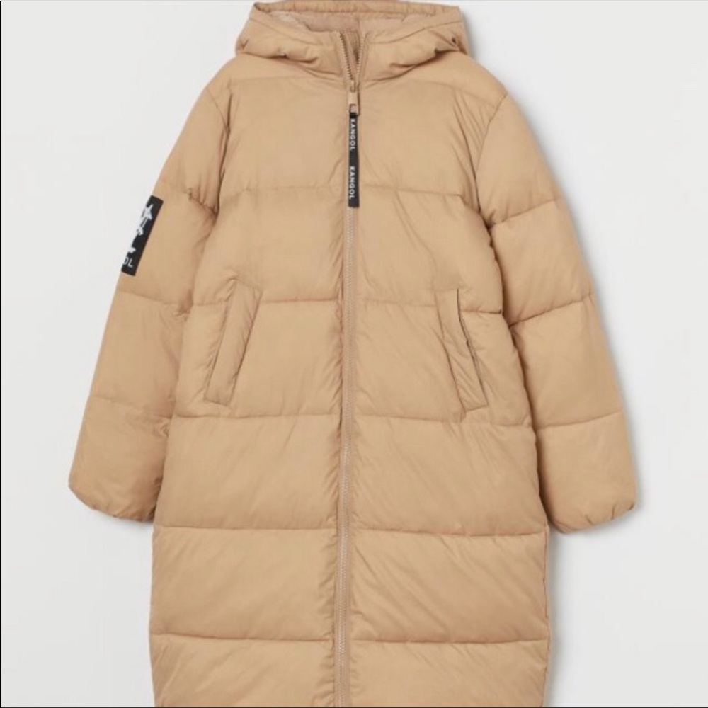 NWT Kangol x H&M Light Beige Long Puffer Jacket - Picture 8 of 16